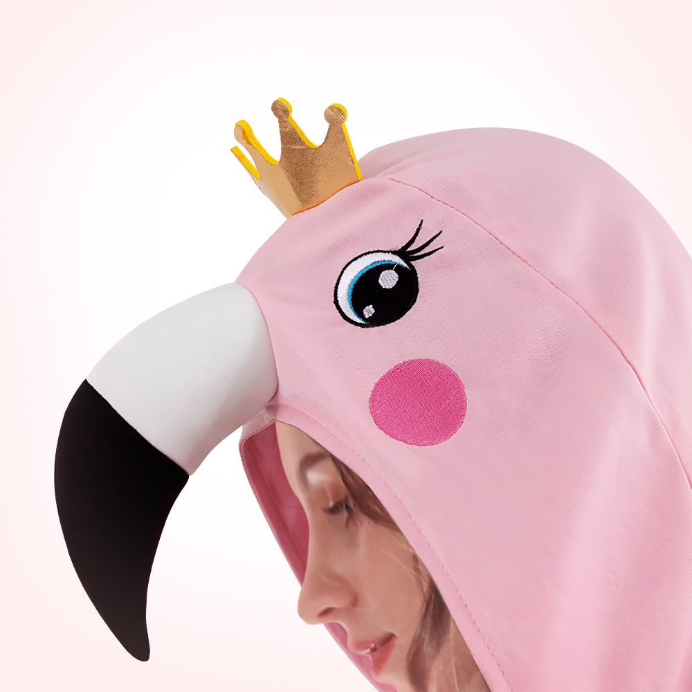 Valentine's Day Carnival Flamingo performance costume, cape, cartoon print, hooded cosplay, a hit from Europe and America