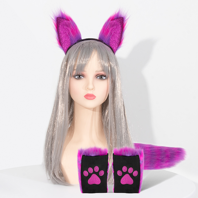 Halloween festival decoration props: plush fox gloves, tail hairband covers, COS costumes, performance costume accessories