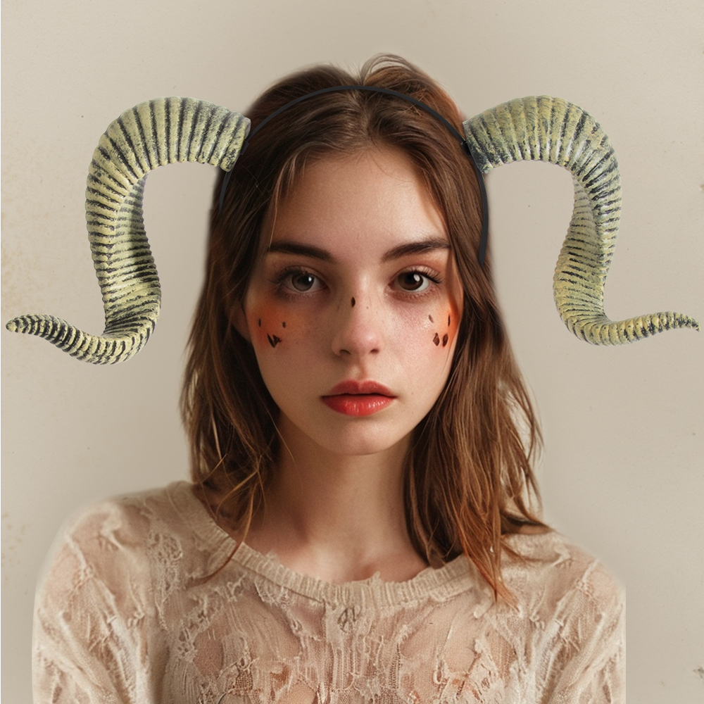 DIY detachable RP curved horn hair band for Halloween dance, festival party performance headband hair accessories