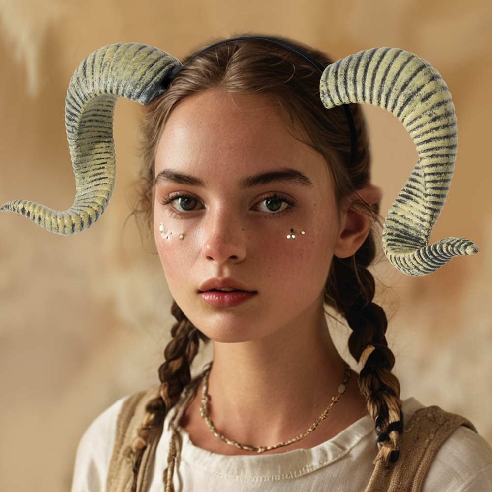 DIY detachable RP curved horn hair band for Halloween dance, festival party performance headband hair accessories
