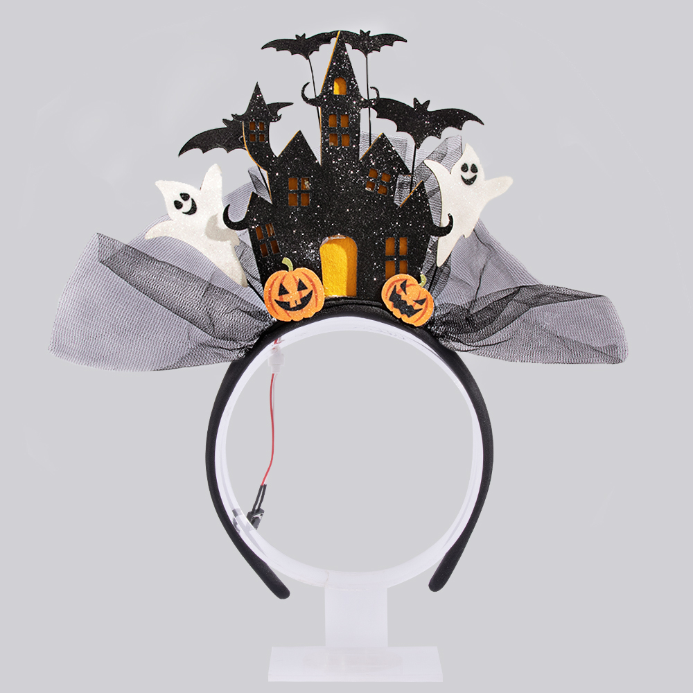 Halloween 3D White Ghost Castle Electronic luminous hairband Ghost Pumpkin hair accessory costume props