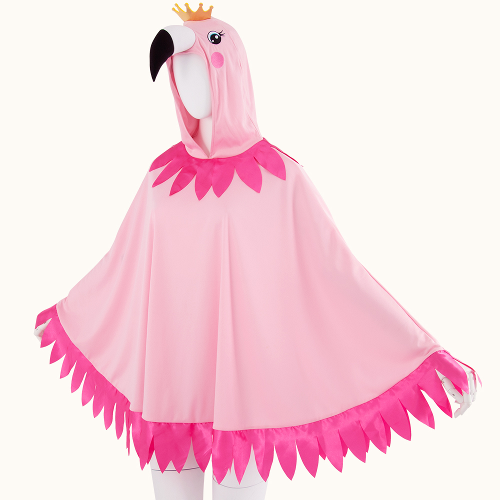 Valentine's Day Carnival Flamingo performance costume, cape, cartoon print, hooded cosplay, a hit from Europe and America