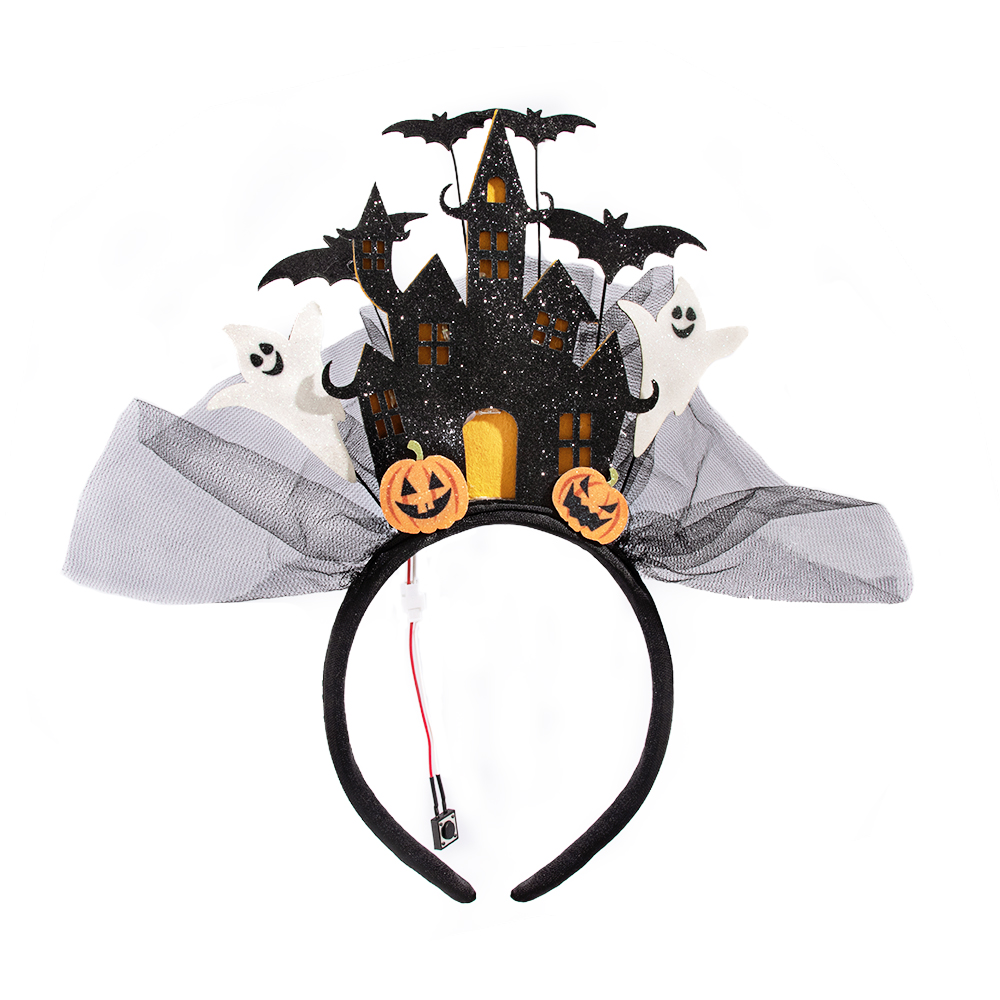 Halloween 3D White Ghost Castle Electronic luminous hairband Ghost Pumpkin hair accessory costume props