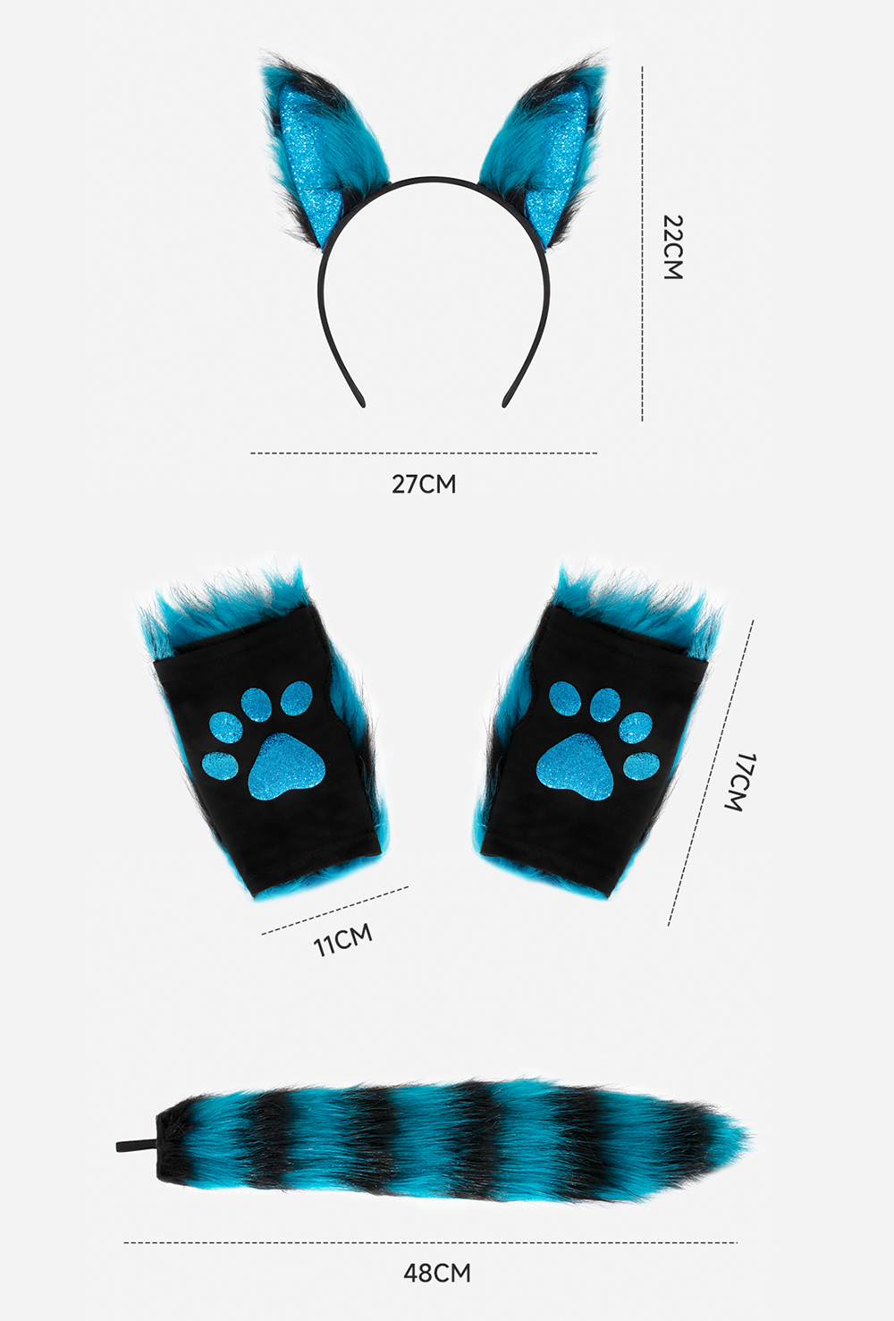 Halloween festival decoration props: plush fox gloves, tail hairband covers, COS costumes, performance costume accessories