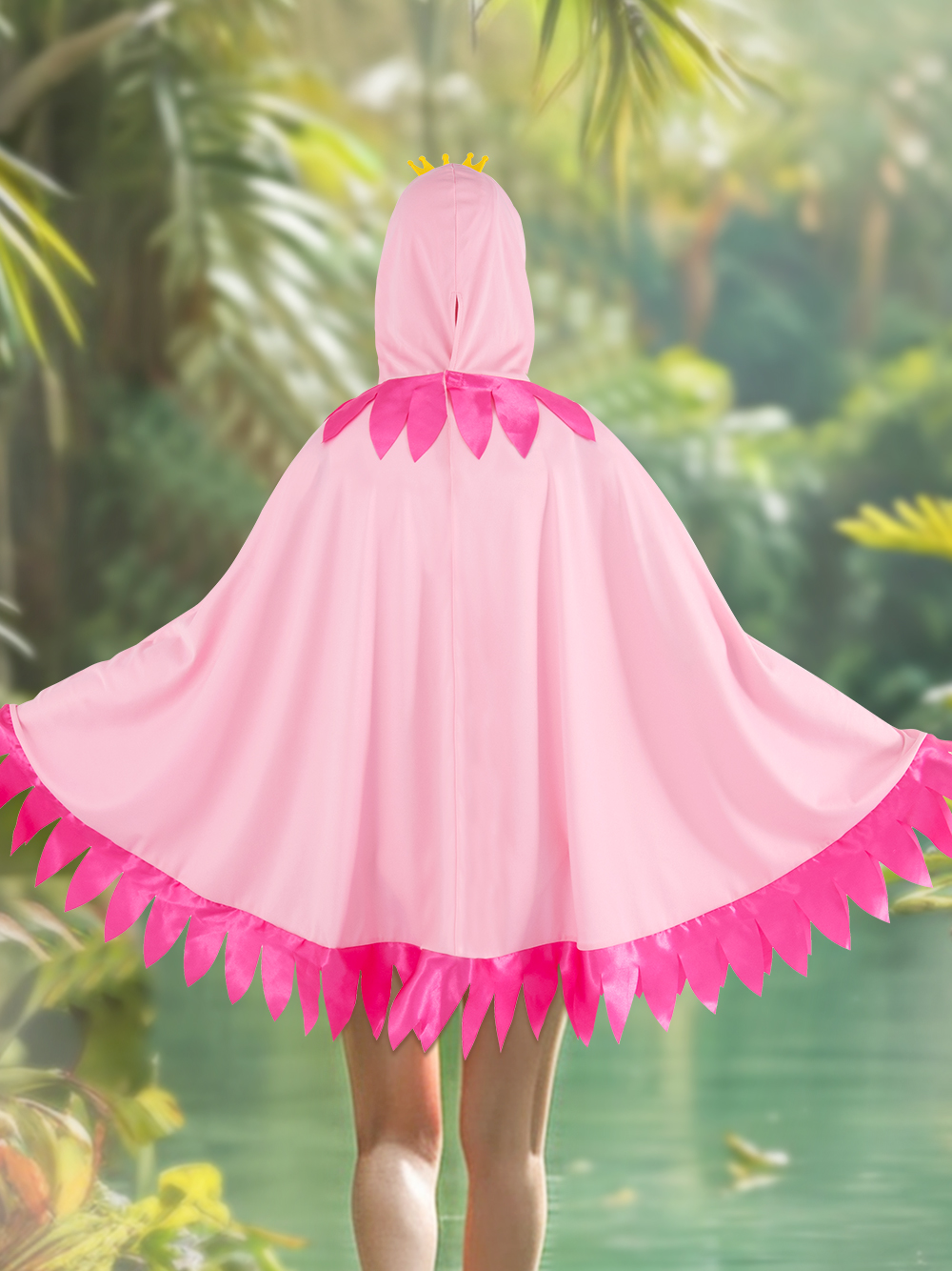 Valentine's Day Carnival Flamingo performance costume, cape, cartoon print, hooded cosplay, a hit from Europe and America