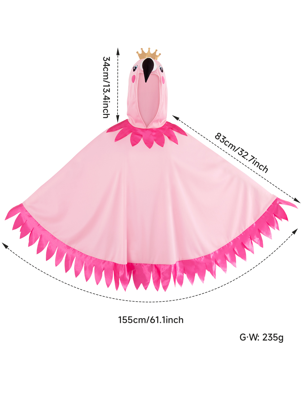 Valentine's Day Carnival Flamingo performance costume, cape, cartoon print, hooded cosplay, a hit from Europe and America