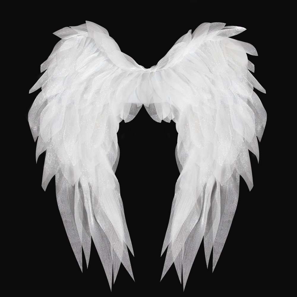 Black and white organza angel wings realistic cosplay angel festival party ball costume props