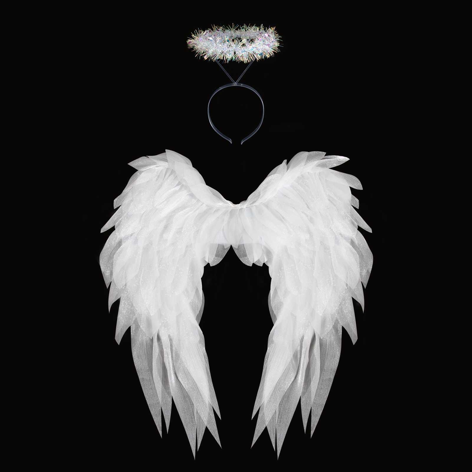Black and white organza angel wings realistic cosplay angel festival party ball costume props