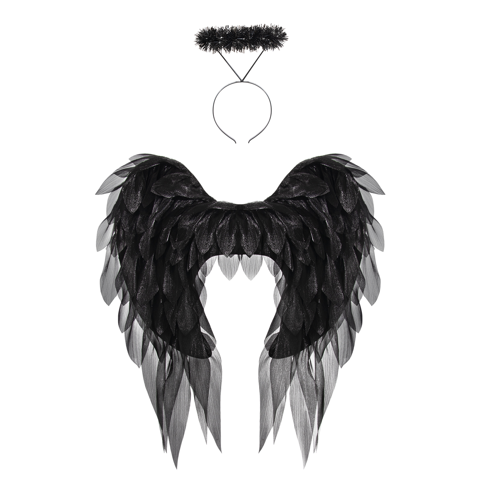 Black and white organza angel wings realistic cosplay angel festival party ball costume props