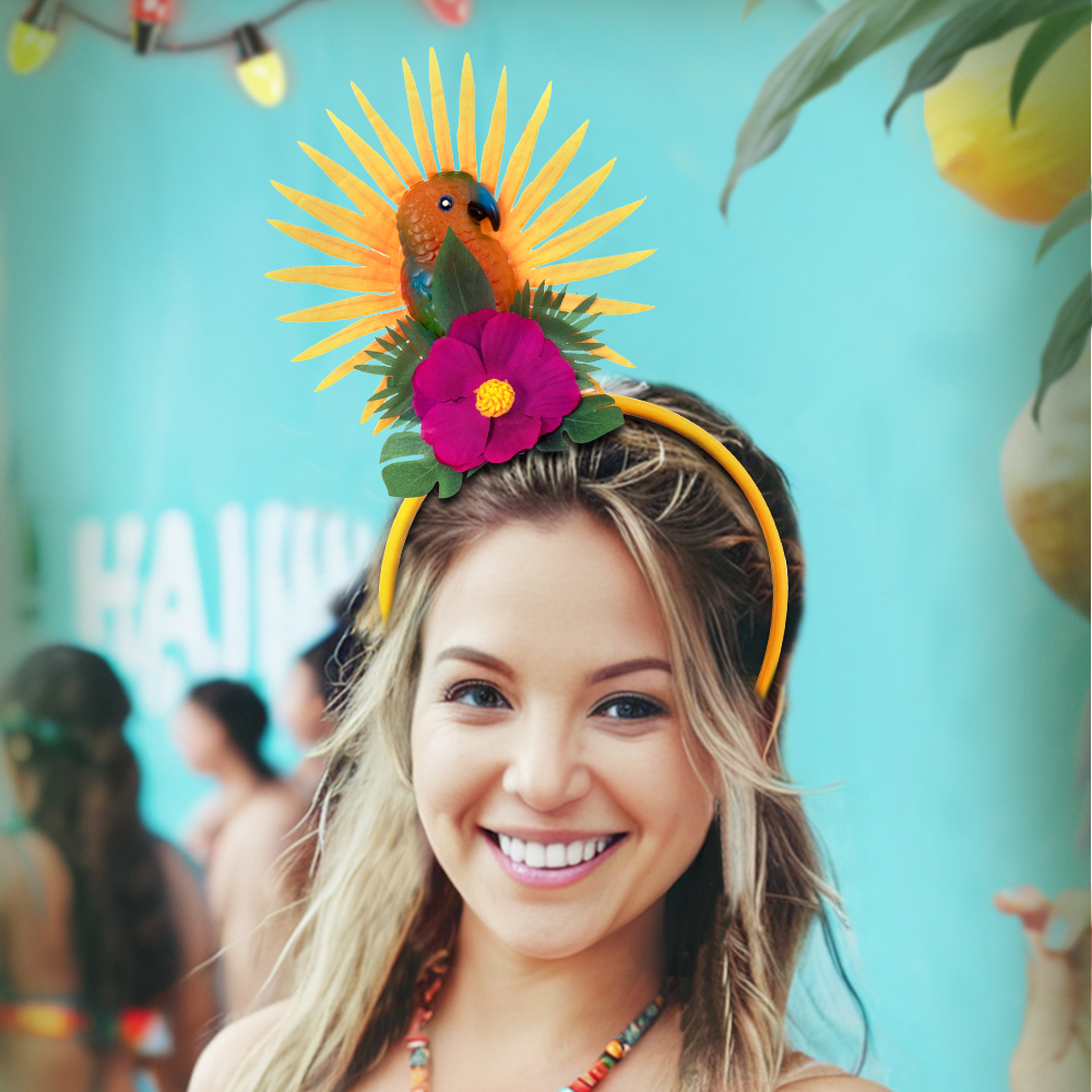 Summer-themed beach parrot flower electronic hairband and hair accessory Hawaiian beach party props