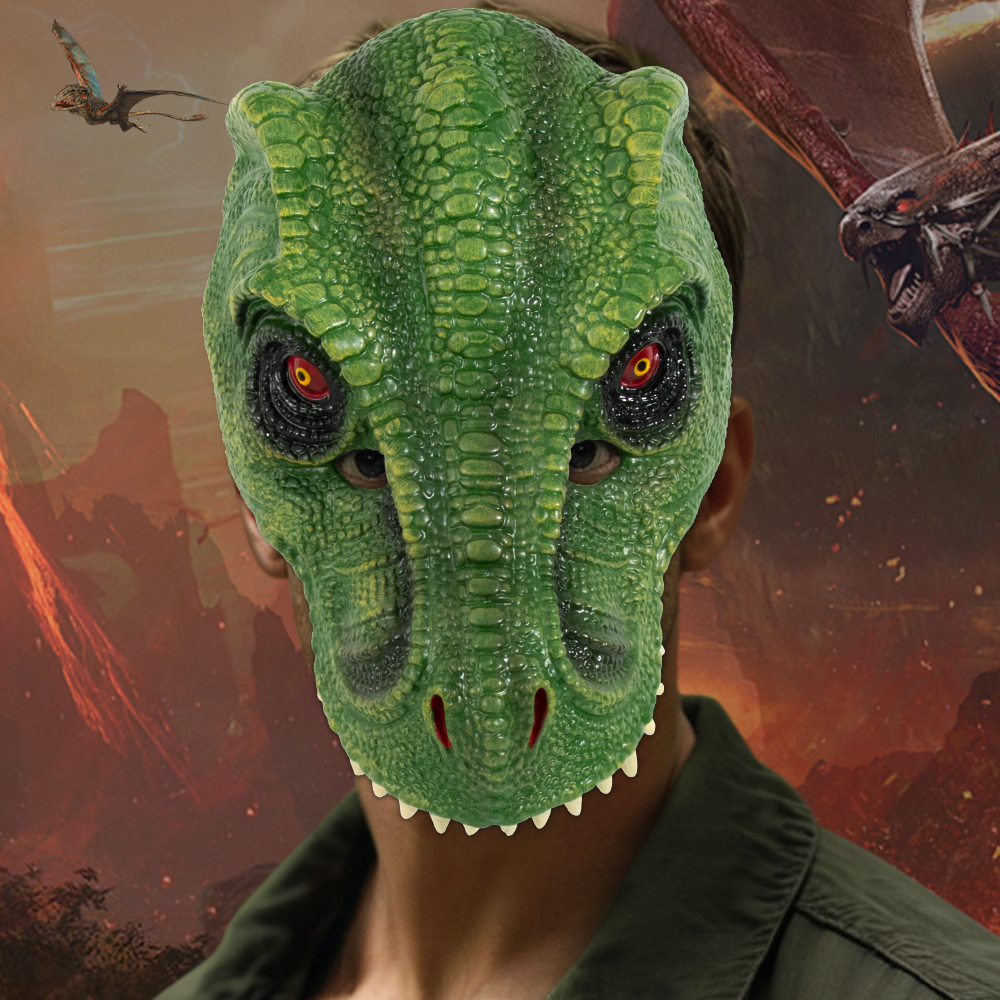 Halloween mask headsets are selling well in foreign trade. Carnival party PU foam 3D dinosaur Tyrannosaurus rex animal masks