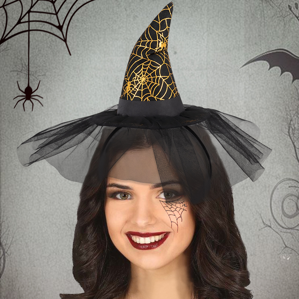 Halloween witch headband, witch hat, spider web hair accessory, witch hat headband, party cosplay costume hair accessory