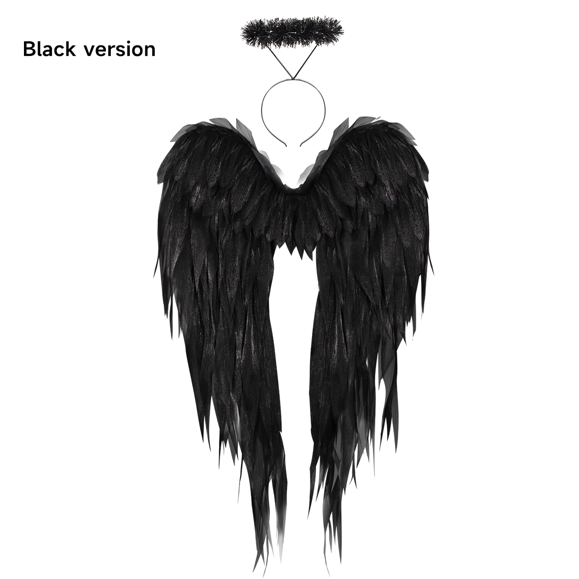 Black and white organza angel wings realistic cosplay angel festival party ball costume props，suits，110CM