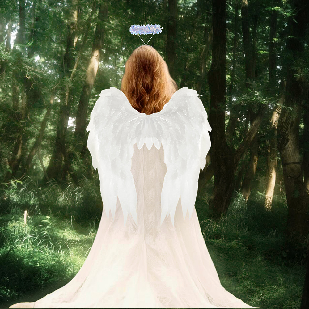Black and white organza angel wings realistic cosplay angel festival party ball costume props
