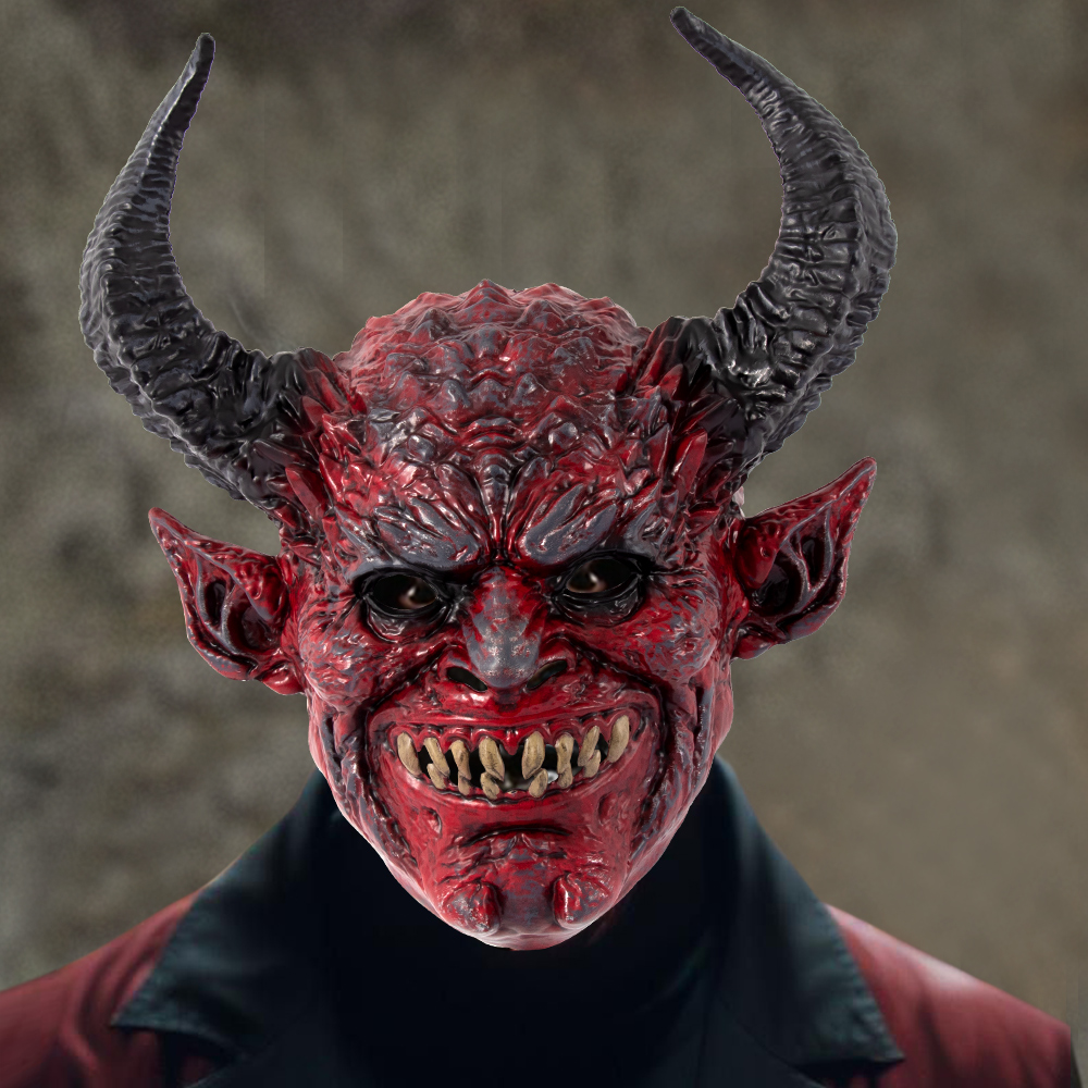 The Devil Halloween headgear is a one-piece molded red devil Satan Devil horn headgear