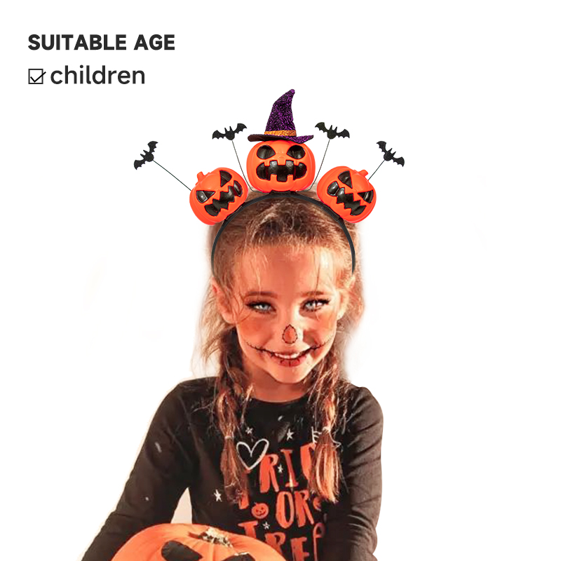 Halloween pumpkin headband, skull bat hair accessory, festival party costume cosplay props
