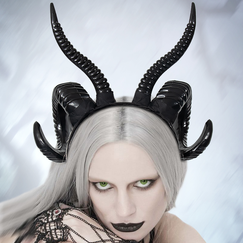 Halloween costume headwear, sheep horn headband, sheep horn cosplay, party and dance costume props, dark horn style