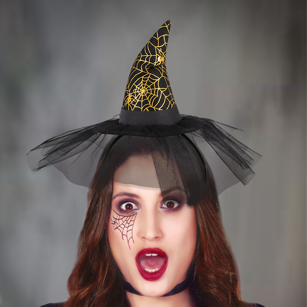 Halloween witch headband, witch hat, spider web hair accessory, witch hat headband, party cosplay costume hair accessory