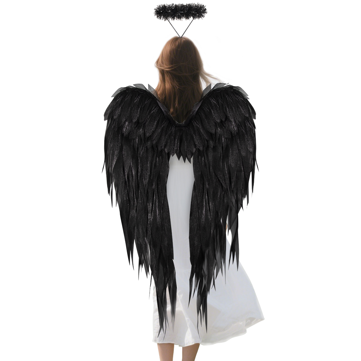Black and white organza angel wings realistic cosplay angel festival party ball costume props，suits，110CM