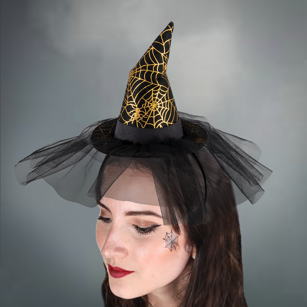 Halloween witch headband, witch hat, spider web hair accessory, witch hat headband, party cosplay costume hair accessory