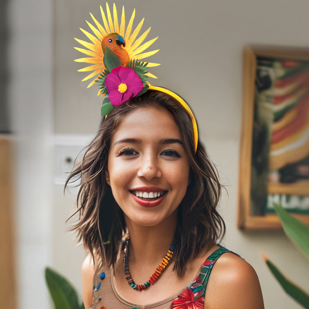 Summer-themed beach parrot flower electronic hairband and hair accessory Hawaiian beach party props