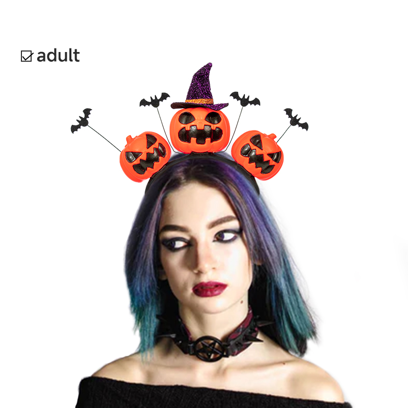 Halloween pumpkin headband, skull bat hair accessory, festival party costume cosplay props