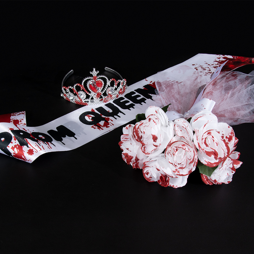 Halloween horror character Ghost Bride set, hand bouquet, shoulder strap, cosplay Ghost Festival costume, props