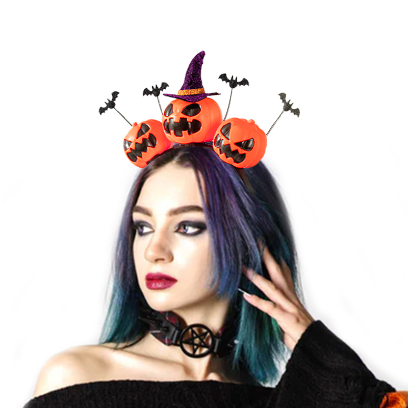 Halloween pumpkin headband, skull bat hair accessory, festival party costume cosplay props
