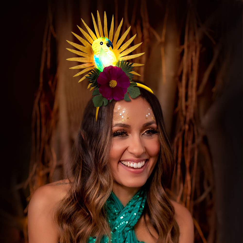 Summer-themed beach parrot flower electronic hairband and hair accessory Hawaiian beach party props