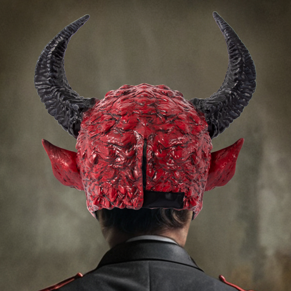 The Devil Halloween headgear is a one-piece molded red devil Satan Devil horn headgear