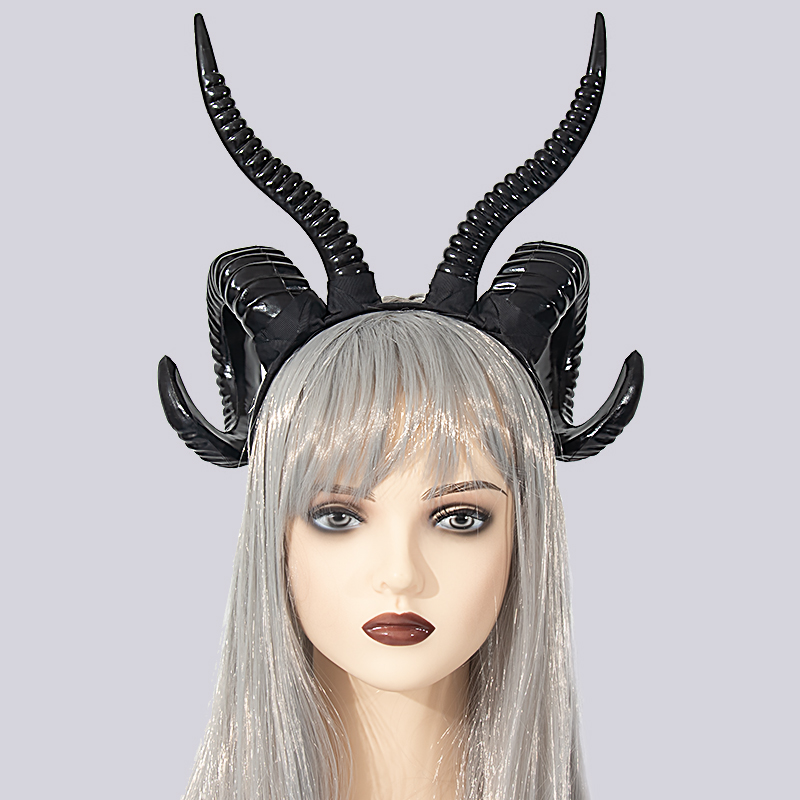 Halloween costume headwear, sheep horn headband, sheep horn cosplay, party and dance costume props, dark horn style