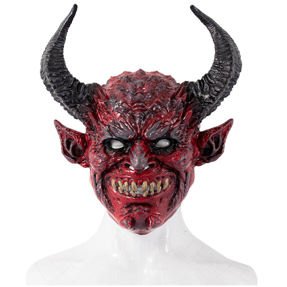The Devil Halloween headgear is a one-piece molded red devil Satan Devil horn headgear