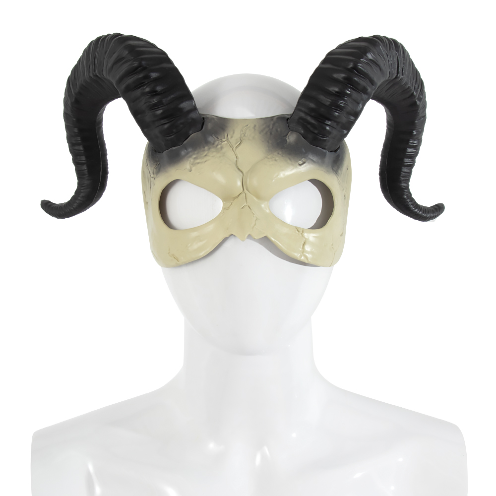 Halloween DIY White Devil Horn half-face mask, festival character costume, masquerade ball performance props