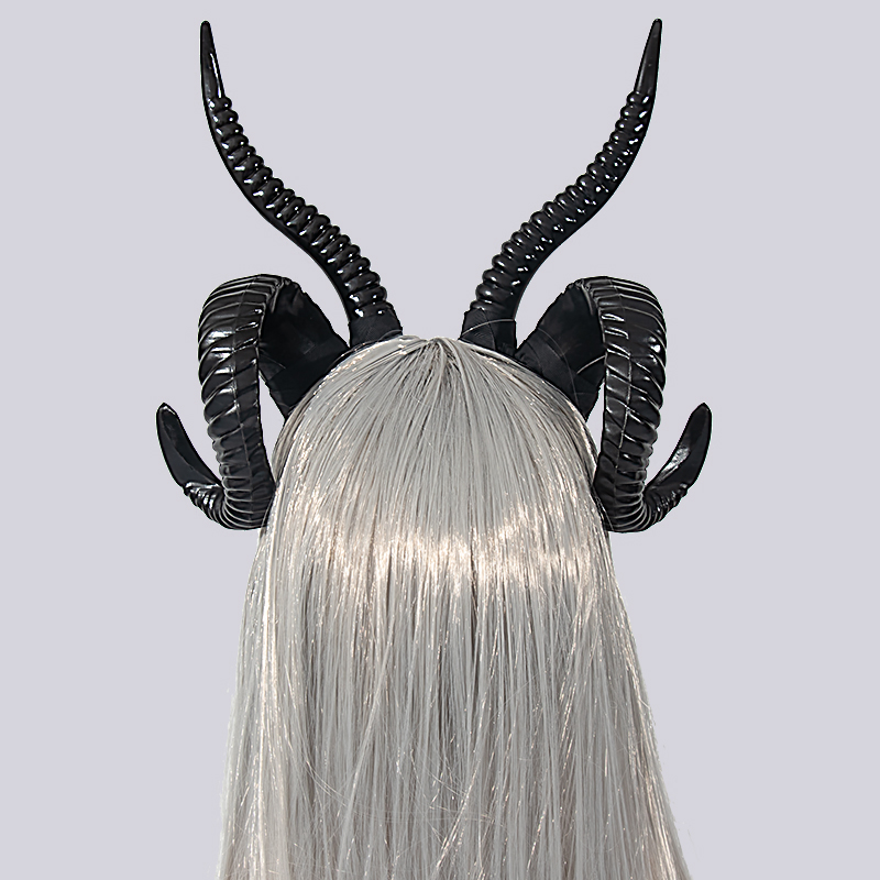 Halloween costume headwear, sheep horn headband, sheep horn cosplay, party and dance costume props, dark horn style