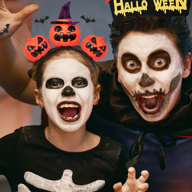 Halloween pumpkin headband, skull bat hair accessory, festival party costume cosplay props