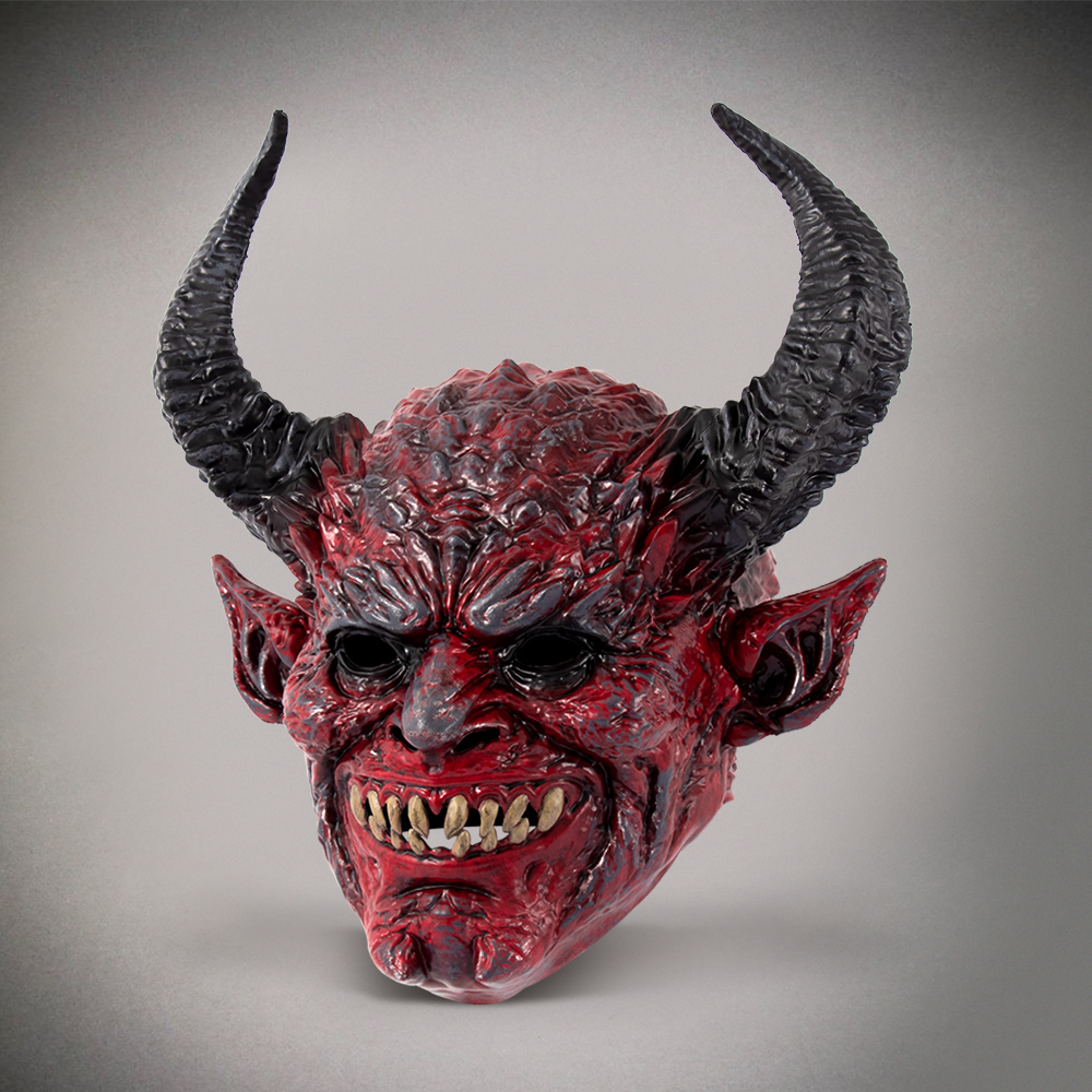 The Devil Halloween headgear is a one-piece molded red devil Satan Devil horn headgear
