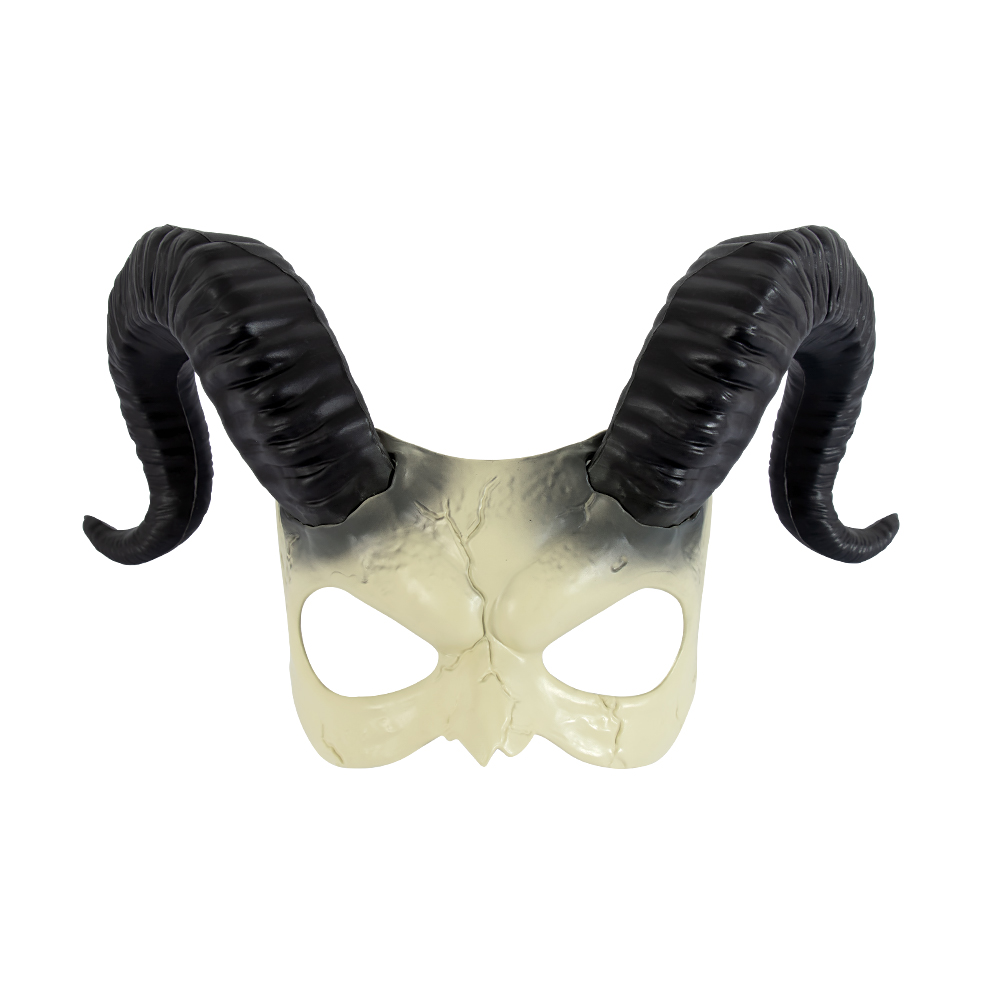 Halloween DIY White Devil Horn half-face mask, festival character costume, masquerade ball performance props