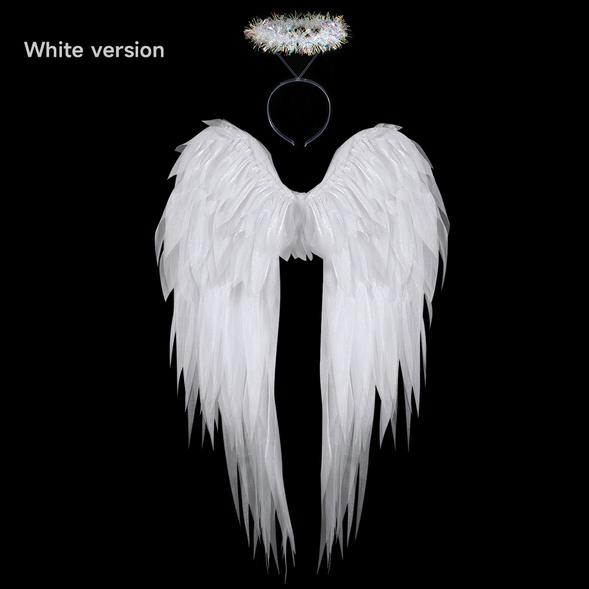 Black and white organza angel wings realistic cosplay angel festival party ball costume props，suits，110CM