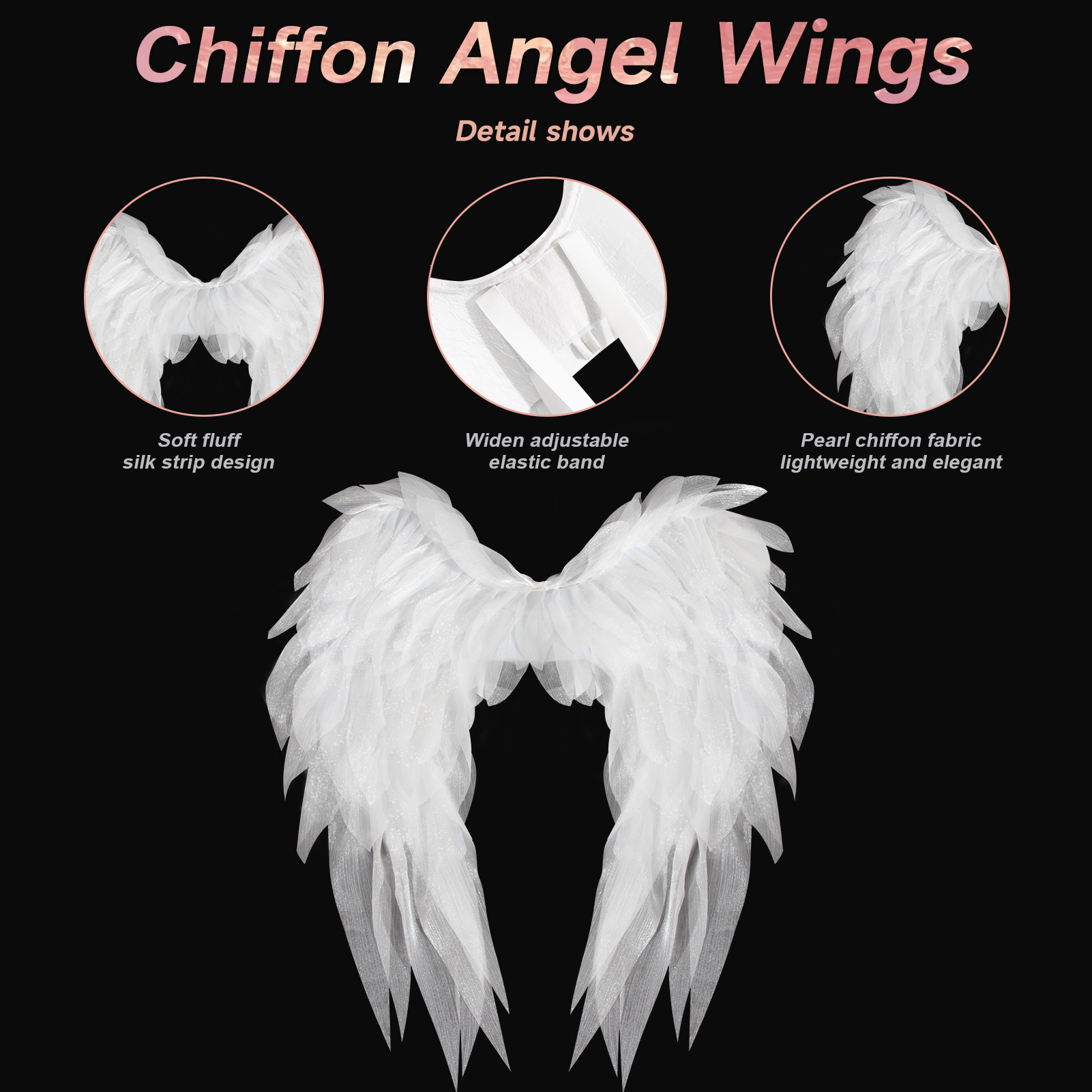 Black and white organza angel wings realistic cosplay angel festival party ball costume props