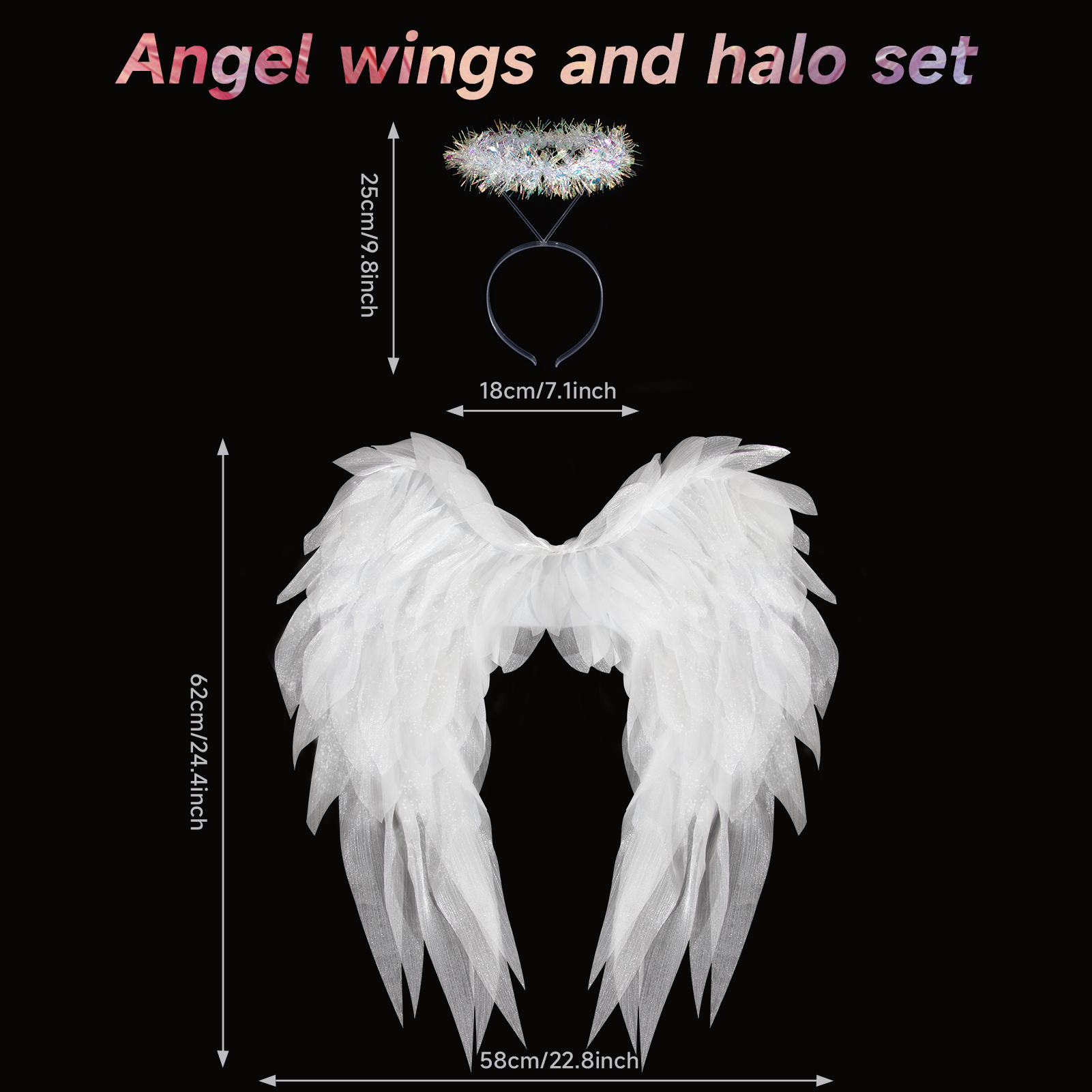 Black and white organza angel wings realistic cosplay angel festival party ball costume props