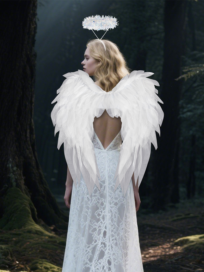 Black and white organza angel wings realistic cosplay angel festival party ball costume props
