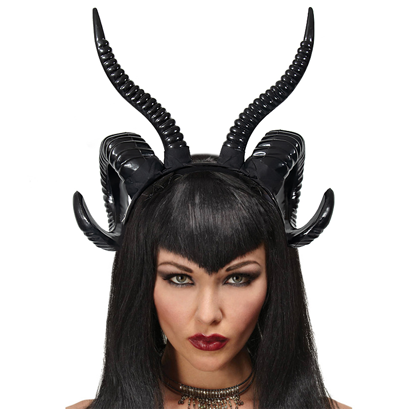 Halloween costume headwear, sheep horn headband, sheep horn cosplay, party and dance costume props, dark horn style