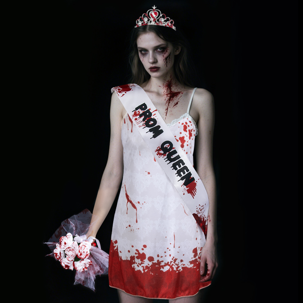 Halloween horror character Ghost Bride set, hand bouquet, shoulder strap, cosplay Ghost Festival costume, props