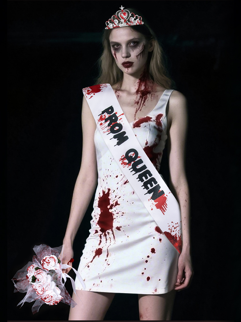 Halloween horror character Ghost Bride set, hand bouquet, shoulder strap, cosplay Ghost Festival costume, props