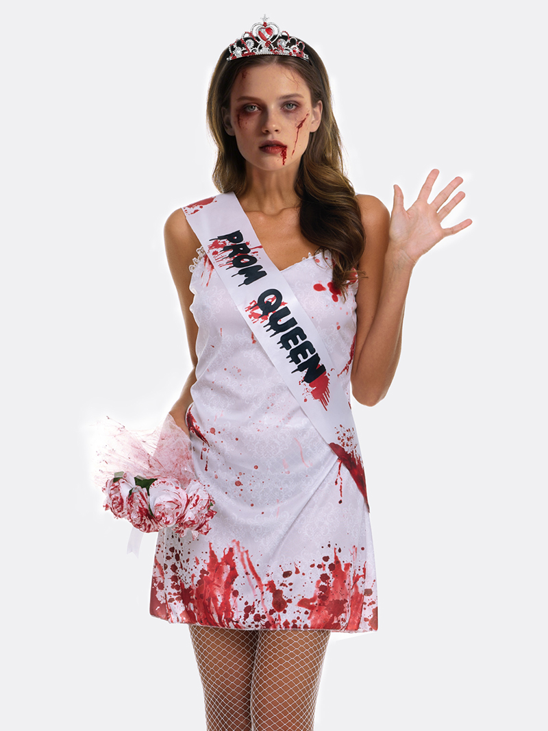 Halloween horror character Ghost Bride set, hand bouquet, shoulder strap, cosplay Ghost Festival costume, props