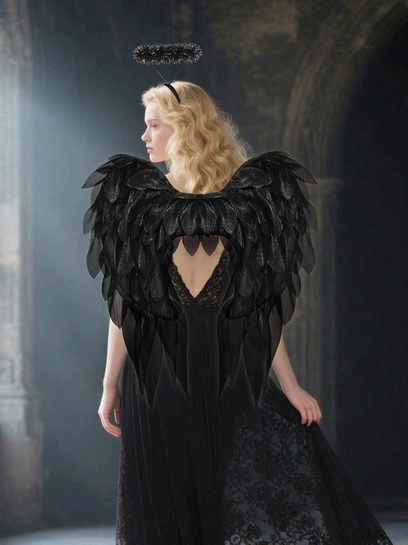 Black and white organza angel wings realistic cosplay angel festival party ball costume props