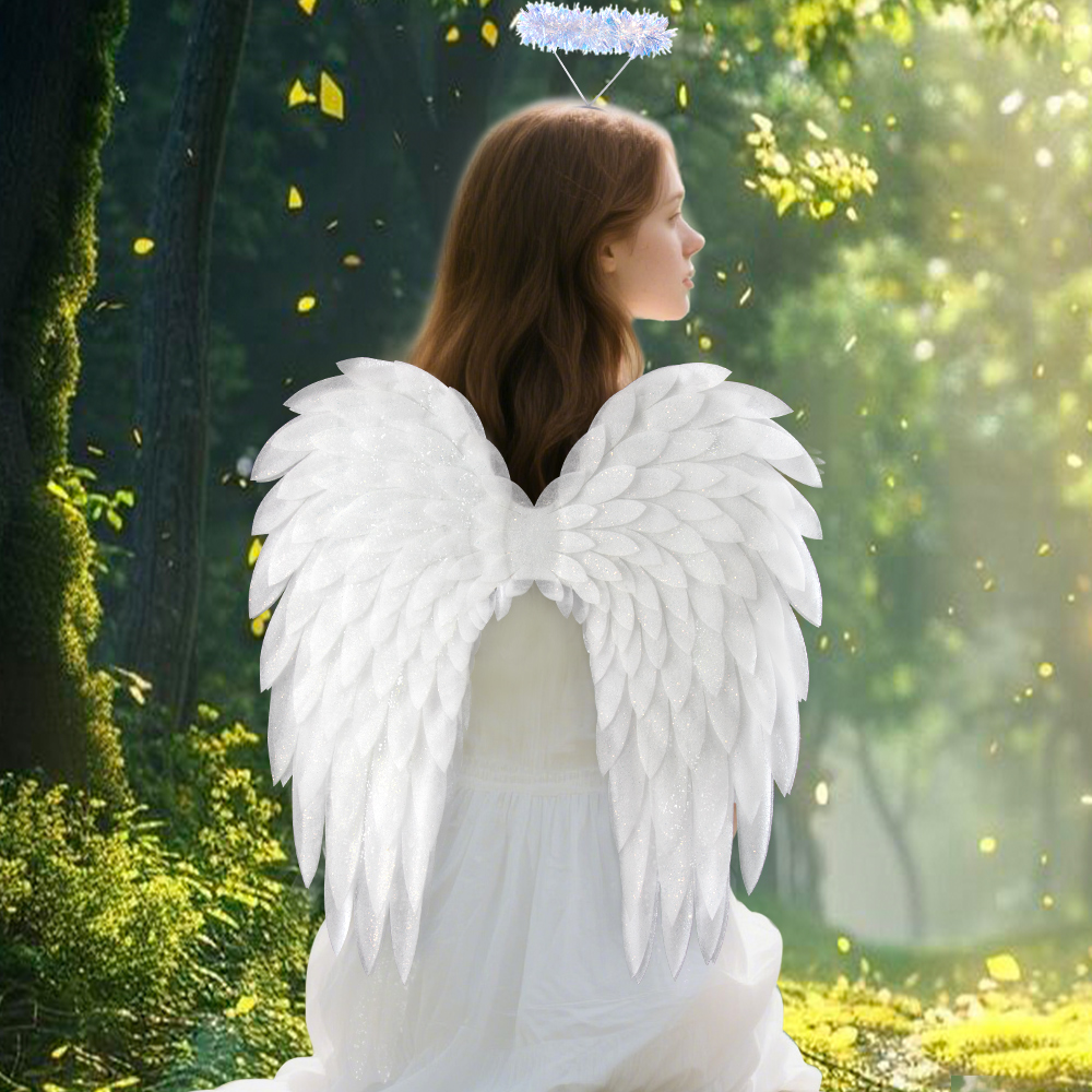 Halloween bright pink and white angel wing character party cosplay