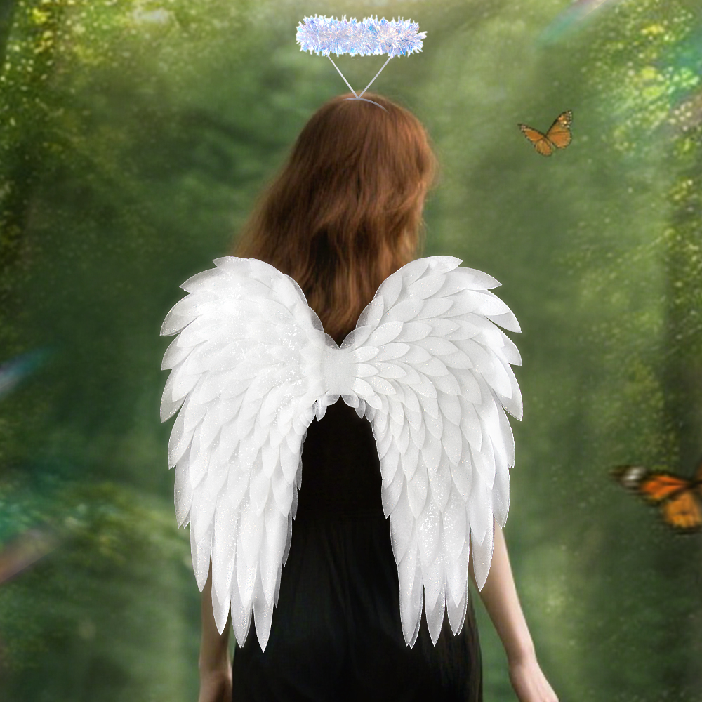 Halloween bright pink and white angel wing character party cosplay