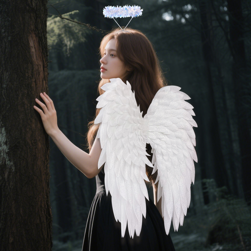 Halloween bright pink and white angel wing character party cosplay