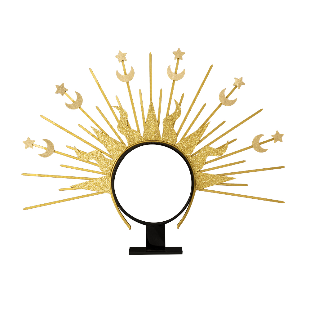 Sun God Star Moon Combination hair buckle, European and American Virgin Mary headwear, Golden Goddess cross-border fashion show character outfit